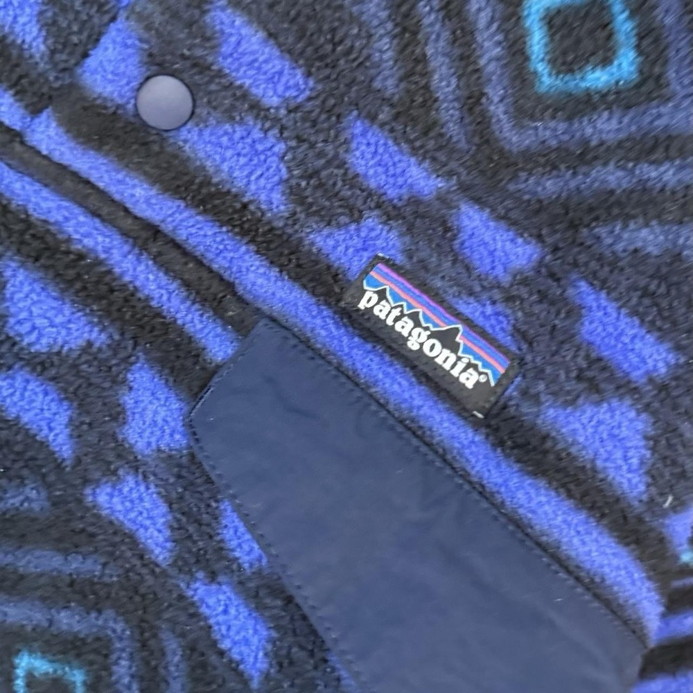 Patagonia Saltillo Synchilla Snap T Blue Geometric Fleece Sweater Men's Large - Picture 2 of 4